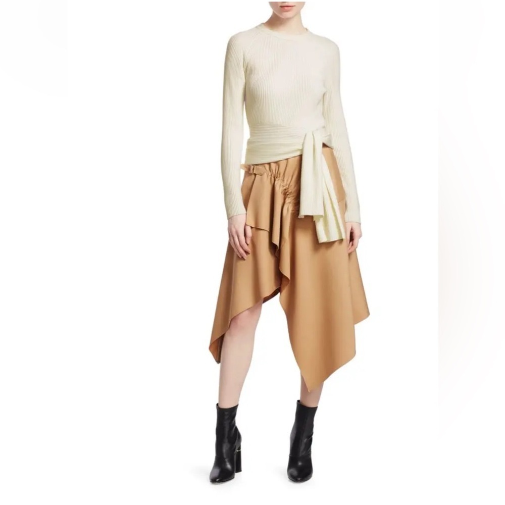 3.1 Phillip Lim Ribbed Sweater With Waist Tie Antique White, Small​​​ - Picture 5 of 11